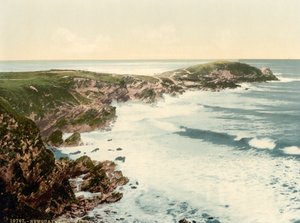 Towan Head, Newquay, Cornwall, England, Photochrome-Druck, um 1900 von Detroit Publishing Co.
