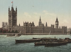 Houses of Parliament vom Fluss aus, London, um 1890-1900 von Detroit Publishing Co.