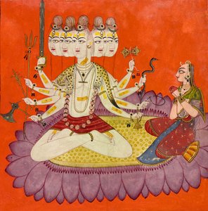 Sadashiva verehrt von Parvati