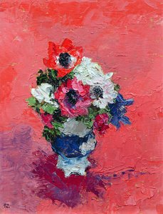 Anemonen auf rotem Grund, 1992