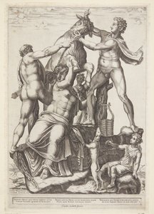Amphion und Zethos binden Dirke an einen wilden Stier von Diana Scultori