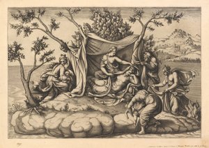 Latona gebiert Apollo und Diana auf der Insel Delos