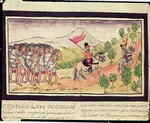 Fol.204v Die Totonac-Indianer helfen den Konquistadoren beim Transport von Materialien, 1579