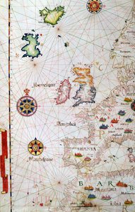 Die Britischen Inseln, Iberien und Nordwestafrika, Detail aus einem Weltatlas, 1565