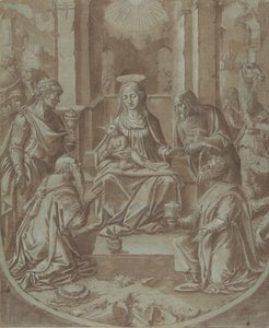 Die Anbetung der Könige, Entwurf für eine Stickerei, 1587-89 von Diego Lopez de Escuriaz.
