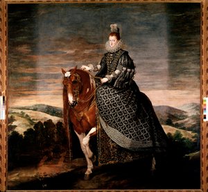 Reiterporträt von Königin Margarita von Österreich von Diego Velázquez