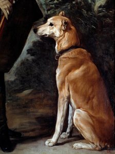 Porträt des Kardinalinfanten Ferdinand von Österreich im Jagdanzug (1609-1641): Detail des Hundes