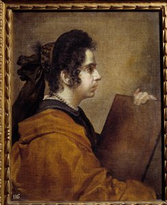 Porträt von Juana Pacheco als Sibylle. Juana Pacheco, Tochter des Malers Francisco Pacheco (1564-1654) und zukünftige Ehefrau von Diego Velasquez von Diego Velázquez