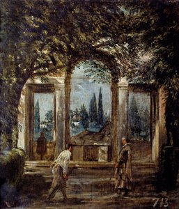 Villa Medici in Rom, Pavillon Kleopatra oder „Der Pavillon der Ariadne“. Blick auf die Gärten der Villa Medici in Rom von Diego Velázquez