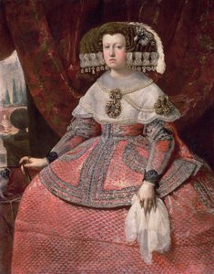 Königin Maria Anna von Spanien in einem roten Kleid, 1655-60 von Diego Velázquez