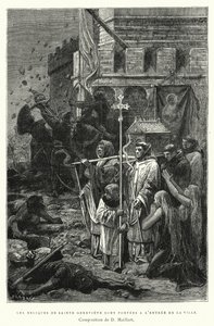 Die Reliquien der heiligen Genoveva werden zum Stadteingang getragen (Stich) von Diogene Ulysse Napoleon Maillart