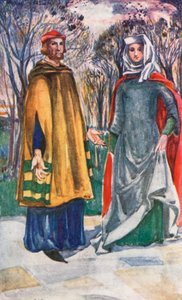 Ein Mann und eine Frau aus der Zeit von Edward I. (1272-1307) von Dion Clayton Calthrop