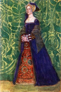 Frauenkostüm zur Zeit von Heinrich VIII (1509-1547) von Dion Clayton Calthrop