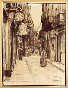 Plateria-Straße in Richtung Engelsplatz, Barcelona von Dionisio Baixeras Verdaguer