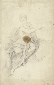 Studie einer Nymphe oder Göttin, die in den Wolken sitzt