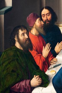 Pfarrkirche (Parochiekerk Sint-Pieter). Abendmahl. Dirk Bouts. 1464-1468. (Detail) von Dirck Bouts