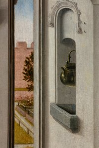 Pfarrkirche (Parochiekerk Sint-Pieter). Gemälde. Das letzte Abendmahl. Dirk Bouts. 1464-1468. Detail. Zentrales Panel. von Dirck Bouts