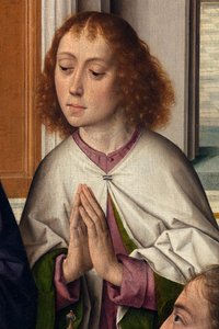 Pfarrkirche (Parochiekerk Sint-Pieter). Gemälde. Das letzte Abendmahl. Dirk Bouts. 1464-1468. Detail. Zentrales Panel. von Dirck Bouts