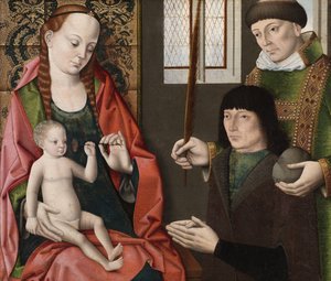 Jungfrau und Kind mit Heiligem Stephanus und einem Stifter, ca. 1480 von Dirck Bouts