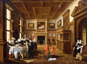Fröhliche Gesellschaft in einem Innenraum von Dirck Hals