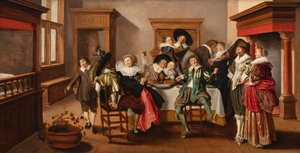 Eine fröhliche Gesellschaft in einem Innenraum, ca. 1615-1625
