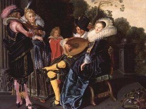 Eine elegante Gesellschaft beim Musizieren an einem Zierteich, 1621 von Dirck Hals