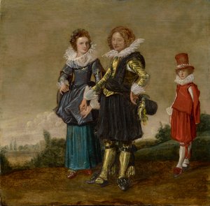 Junges Paar spaziert mit einem Pagen von Dirck Hals