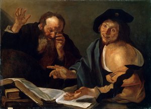 Heraklit und Demokrit, frühes 17. Jahrhundert von Dirck van Baburen