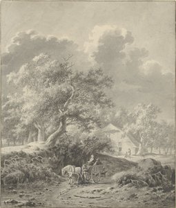 Landschaft mit Pferd und Wagen