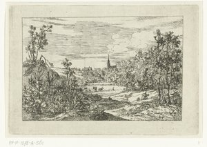 Dünenlandschaft und Blick auf Häuser und Kirche von Scheveningen von Dirk Vis Blokhuyzen