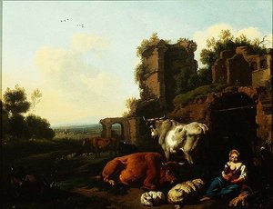 Landschaft mit Schäferin, ca. 1670