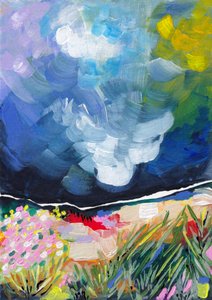Lebendiges Abstraktes Feld und Himmel