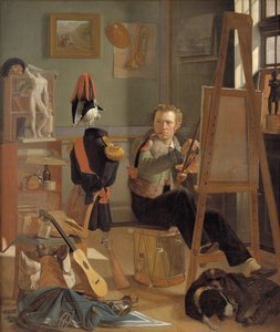 Der Schlachtenmaler Jørgen Sonne in seinem Atelier