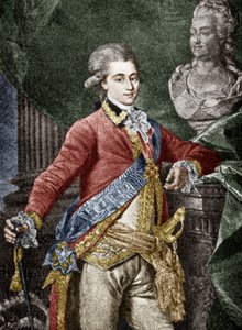 Alexander Dmitrievich Lanskoy (1758-1784), russischer Militär, Liebhaber von Katharina II. von Russland (koloriertes Dokument)