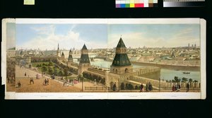 Das Findelhaus und Zamoskvoreche vom Kreml, aus einem Panorama von Moskau, graviert von Philippe Benoist und Aubrun, veröffentlicht von Lemercier, ca. 1840 von Dmitri Indieitzeff