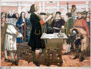 Vorstellung der Novizen. Zar Peter I. der Große empfängt und identifiziert die neuen Höflinge und jungen Aristokraten Russlands