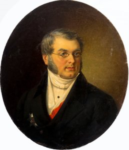 Porträt des Autors Mikhail Nikolaevich Zagoskin 1789-1852, 1868 von Dmitry Mikhaylovich Bolotov