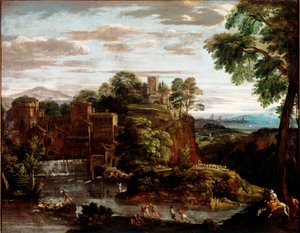 Landschaft mit der Flucht nach Ägypten von Domenichino