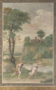 Apollo verfolgt Daphne Fresko aus der Villa Aldobrandini, 1617-1618 von Domenichino