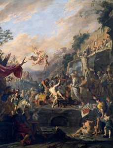 Martyrium des Heiligen Laurentius, Gemälde von Domenico Gargiulo genannt Micco Spadaro, Italien von Domenico Gargiulo