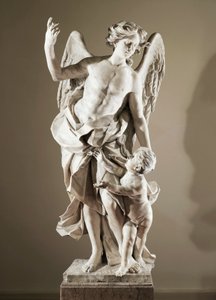Schutzengel, ca. 1724, von Domenico Antonio Vaccaro, Marmorstatue, Höhe 190 cm, Antisakristei der Basilika San Paolo Maggiore, Neapel, Kampanien, Italien