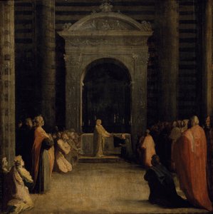 Das Angebot der Schlüssel der Stadt Siena an die Jungfrau, um oder nach 1526 von Domenico Beccafumi