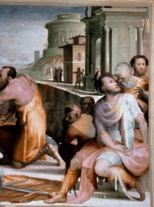 Die Versöhnung des römischen Konsuls Marcus Fulvius Flaccus und Marcus Aemilius Lepidus um 126 v. Chr. (Detail). Fresko von Domenico di Giacomo di Pace, genannt Beccafumi (1486-1551) 1529-1535 Siena, Palazzo Pubblico