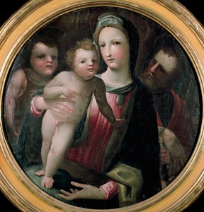 Tondo der Heiligen Familie mit dem Kind Johannes dem Täufer von Domenico Beccafumi