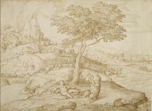 Callistos Verwandlung in einen Bären nach der Geburt von Arcas, ca. 1558