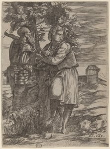 Der Hirte und der alte Krieger von Domenico Campagnola