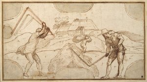 Zwei Bauern beim Dreschen von Domenico Campagnola