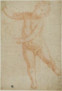 Putto auf rechtem Bein balancierend (recto); Skizze eines drapierten Arms (verso)