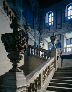 Blick auf die Große Ehrentreppe von Domenico Ferri (1864-1865), Königspalast (Palazzo Reale), Turin (UNESCO-Welterbeliste) von Domenico Ferri