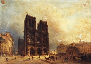 Vue du parvis de Notre-Dame, circa 1835 von Domenico Ferri